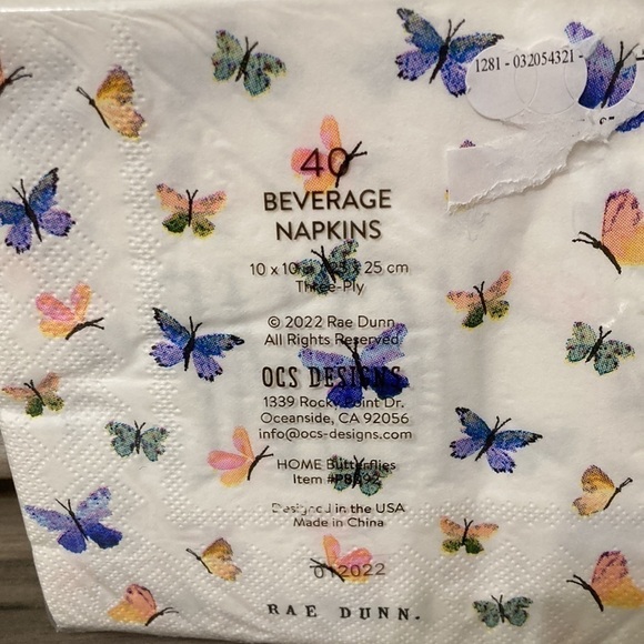 NEW! Rae Dunn HOME BUTTERFLY PAPER LUNCHEON PLATES AND NAPKINS - Picture 3 of 8